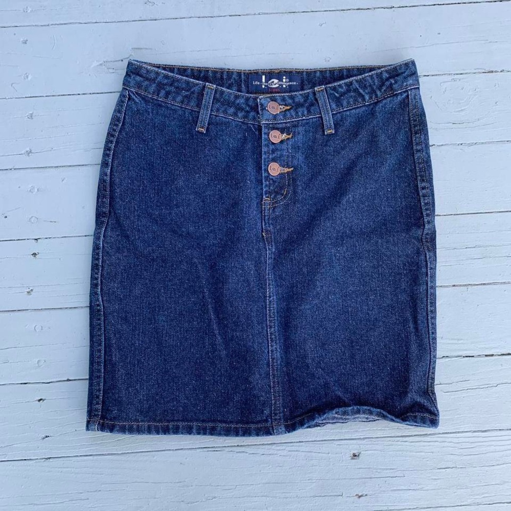 Vintage Navy Blue Dark Wash Denim Skirt Lei Pencil Skirt
